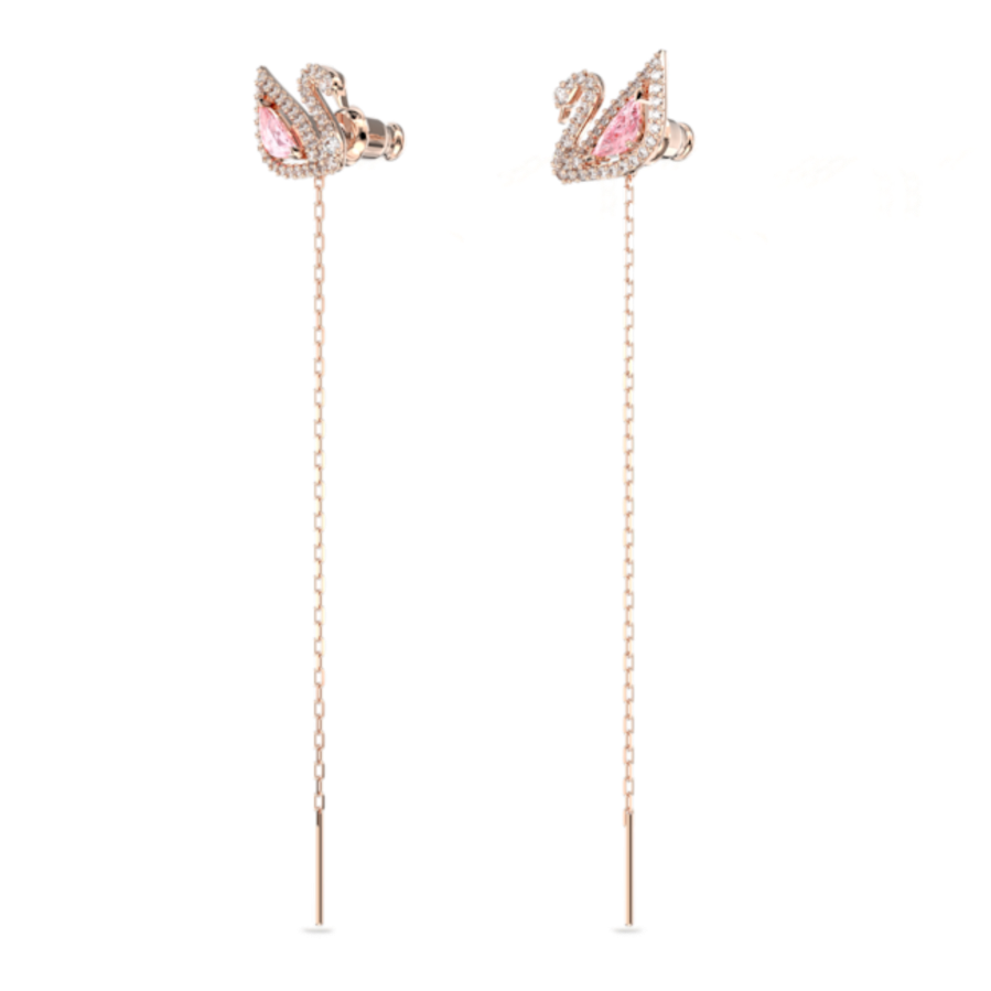 Resim Dazzling Swan damla küpeler, Kuğu, Pembe, Pembe altın rengi kaplama