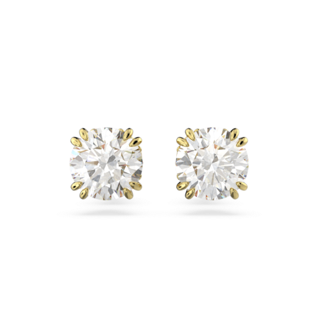 Resim Constella düğme Küpeler, Yuvarlak kesim, Beyaz, Altın rengi kaplama