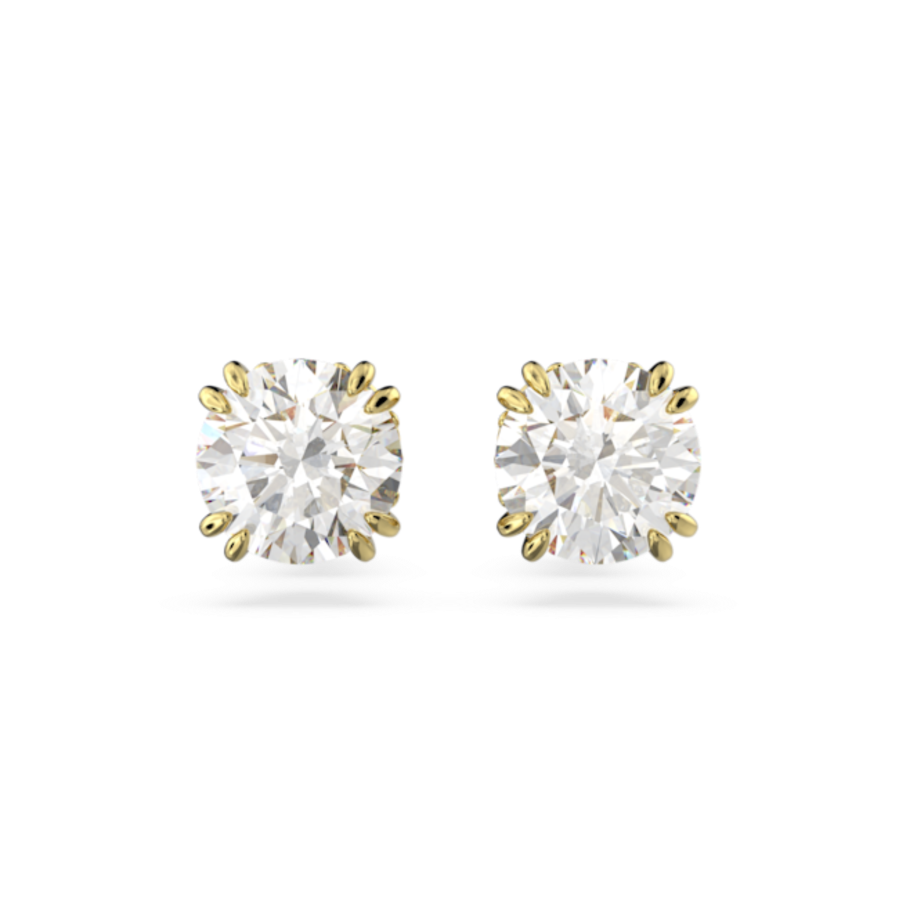 Resim Constella düğme Küpeler, Yuvarlak kesim, Beyaz, Altın rengi kaplama