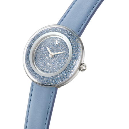 Resim Crystalline Lustre Saat, İsviçre Üretimi, Deri kayış, Mavi, Paslanmaz çelik
