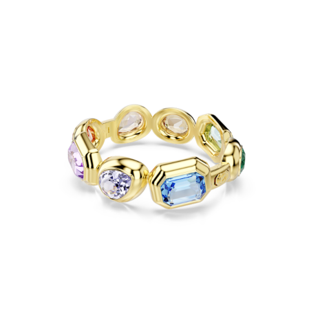 Resim Gema Kelepçe, Büyük kristaller, Karışık kesimler, Çok renkli, Altın rengi kaplama