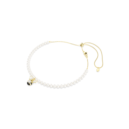 Resim Idyllia Gerdanlık, Kristal inci, Karışık kesimler, Arı, Beyaz, Altın rengi kaplama