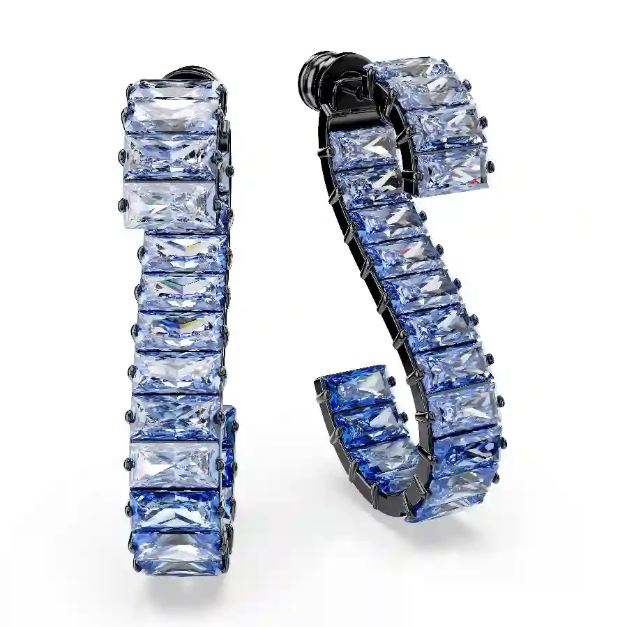 Resim Matrix damla küpeler, Baget kesim, Mavi, Rutenyum kaplama