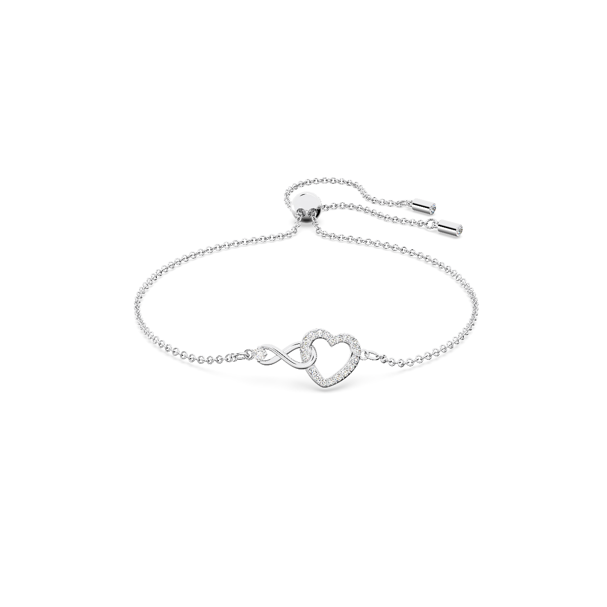 Resim Swarovski Infinity Bileklik, Sonsuzluk ve kalp, Beyaz, Rodyum kaplama