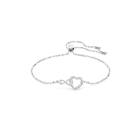 Resim Swarovski Infinity Bileklik, Sonsuzluk ve kalp, Beyaz, Rodyum kaplama