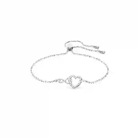 Resim Swarovski Infinity Bileklik, Sonsuzluk ve kalp, Beyaz, Rodyum kaplama