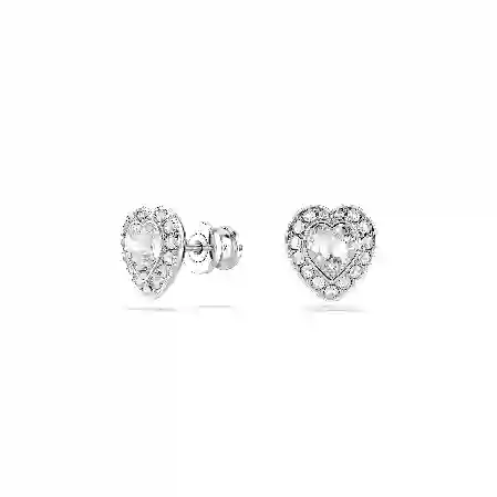 Resim Ariana Grande x Swarovski düğme Küpeler, Karışık kesimler, Kalp, Beyaz, Rodyum kaplama