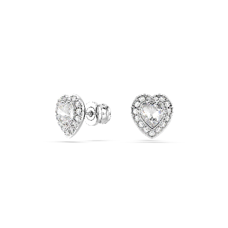 Resim Ariana Grande x Swarovski düğme Küpeler, Karışık kesimler, Kalp, Beyaz, Rodyum kaplama