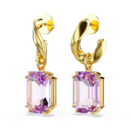 Resim Millenia damla küpeler, Sekizgen kesim, Mor, Altın rengi kaplama