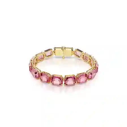 Resim Millenia Tennis bileklik, Sekizgen kesim, Pembe, Altın rengi kaplama