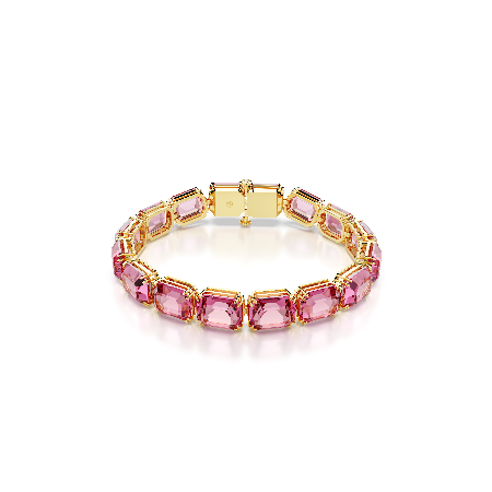 Resim Millenia Tennis bileklik, Sekizgen kesim, Pembe, Altın rengi kaplama