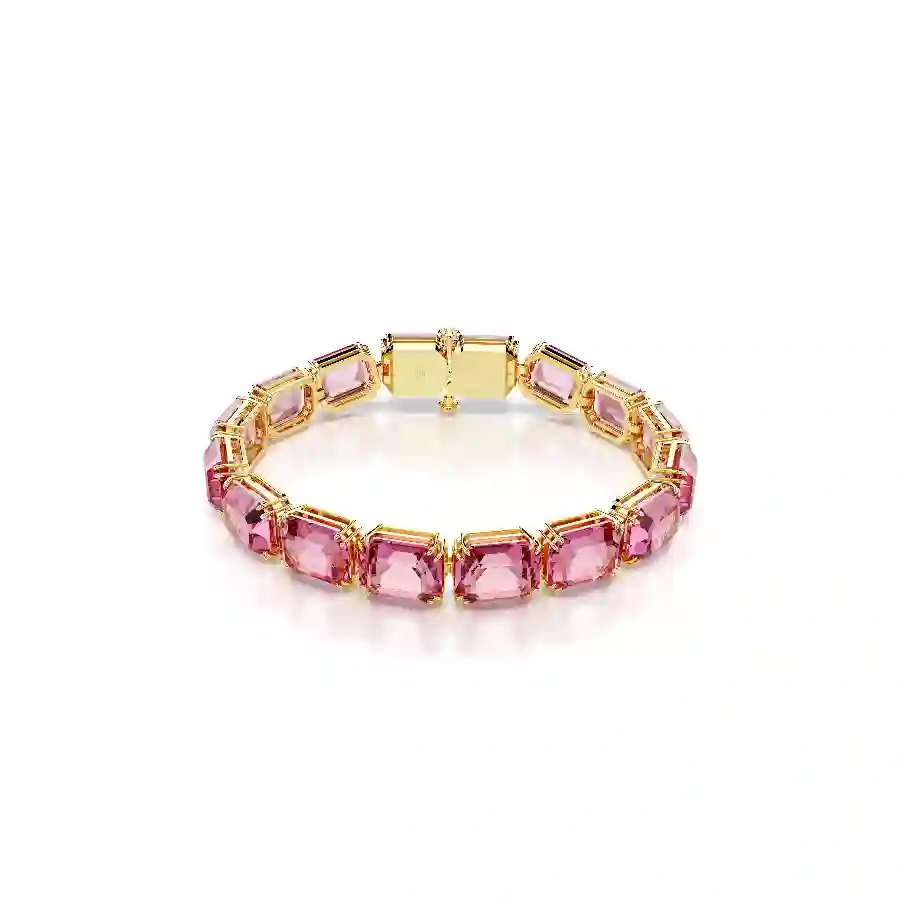 Resim Millenia Tennis bileklik, Sekizgen kesim, Pembe, Altın rengi kaplama