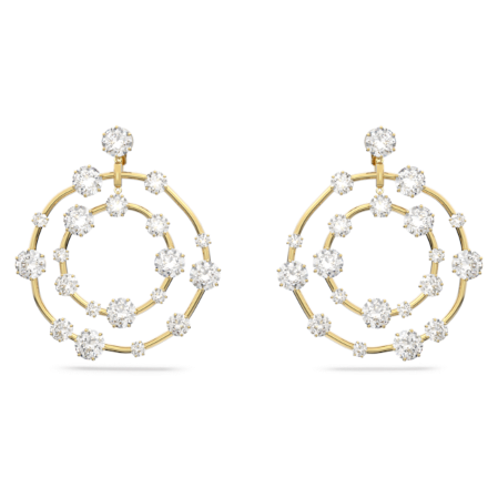 Resim Constella Klipsli Küpeler, Yuvarlak kesim, Beyaz, Altın rengi kaplama