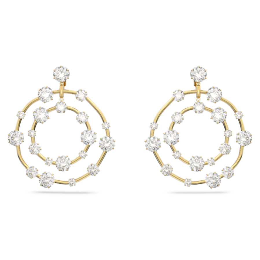 Resim Constella Klipsli Küpeler, Yuvarlak kesim, Beyaz, Altın rengi kaplama