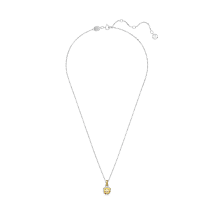 Resim Birthstone Kolye, Kare kesim, Kasım, Sarı, Rodyum kaplama