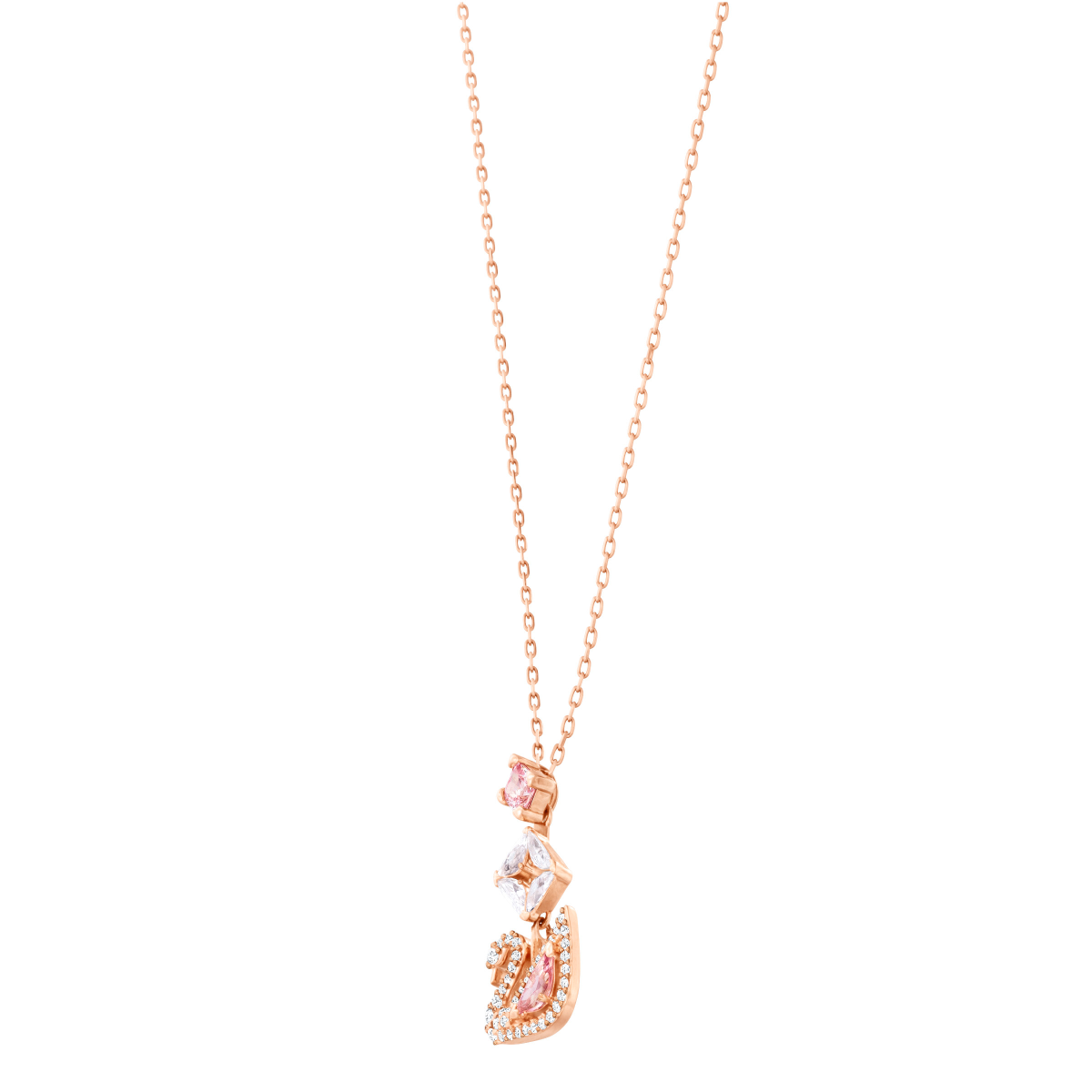 Resim Dazzling Swan Kolye, Kuğu, Pembe, Pembe altın rengi kaplama
