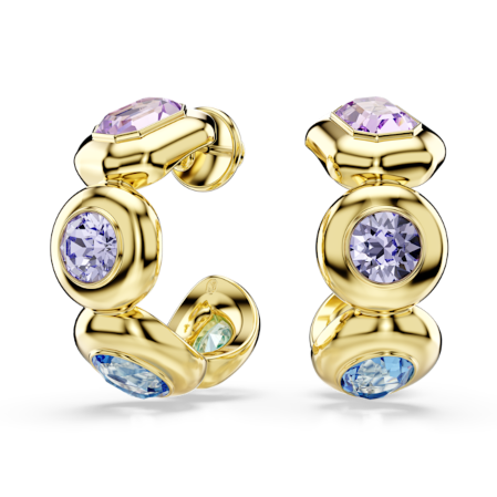 Resim Gema halka küpeler, Karışık kesimler, Çok renkli, Altın rengi kaplama