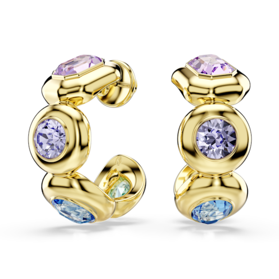 Resim Gema halka küpeler, Karışık kesimler, Çok renkli, Altın rengi kaplama