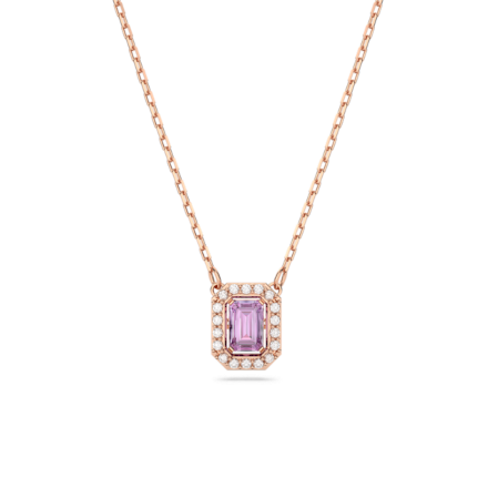 Resim Una Kolye, Sekizgen kesim, Mor, Pembe altın rengi kaplama