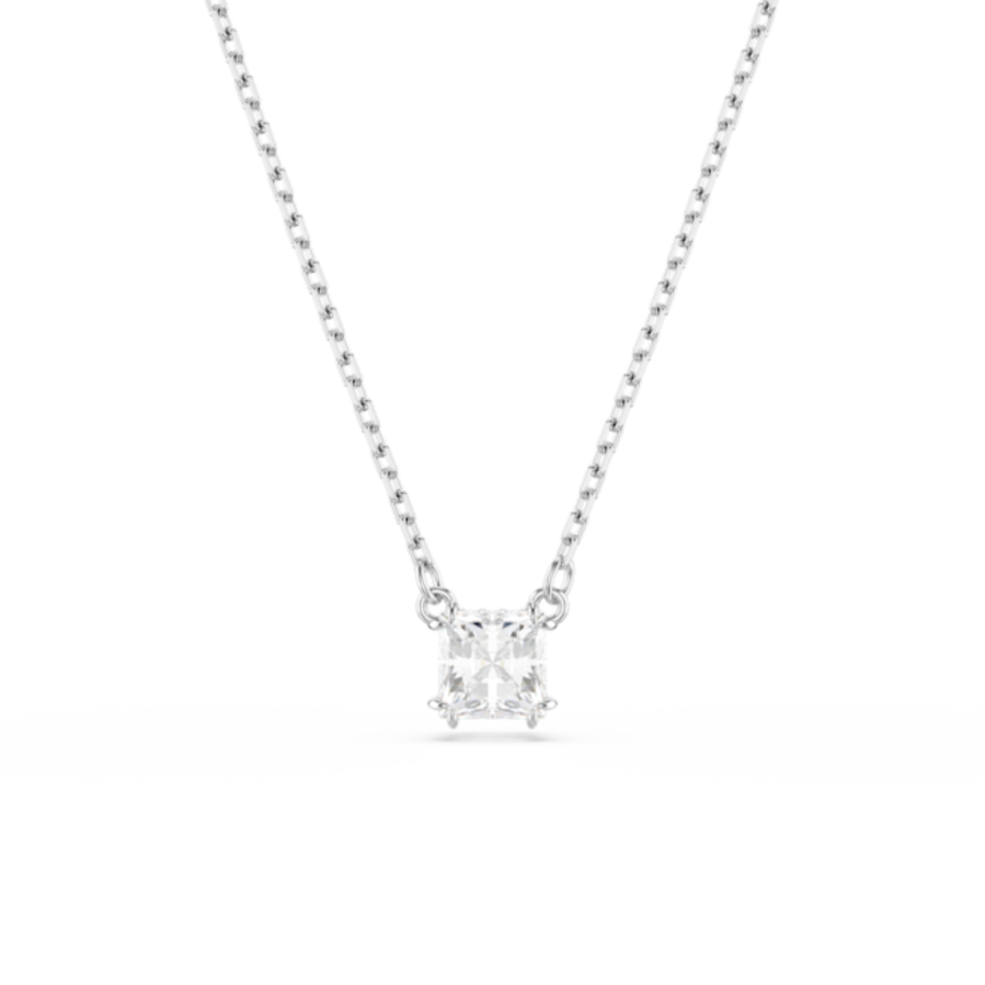 Resim Stilla Attract Kolye, Kare kesim, Beyaz, Rodyum kaplama