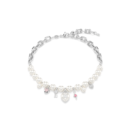 Resim Idyllia Kolye, Kristal inci, Karışık kesimler, Beyaz, Rodyum kaplama