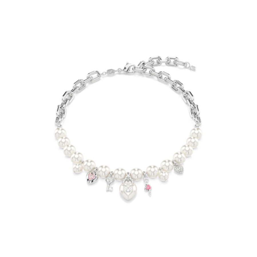 Resim Idyllia Kolye, Kristal inci, Karışık kesimler, Beyaz, Rodyum kaplama