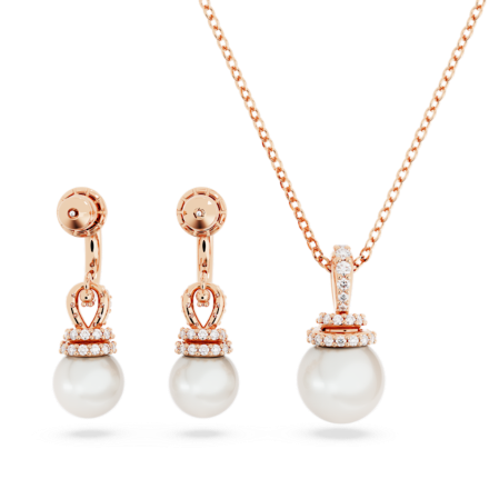 Resim Originally Set, Kristal inci, Beyaz, Pembe altın rengi kaplama