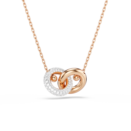 Resim Dextera Kolye, Yuvarlak kesim, Beyaz, Pembe altın rengi kaplama