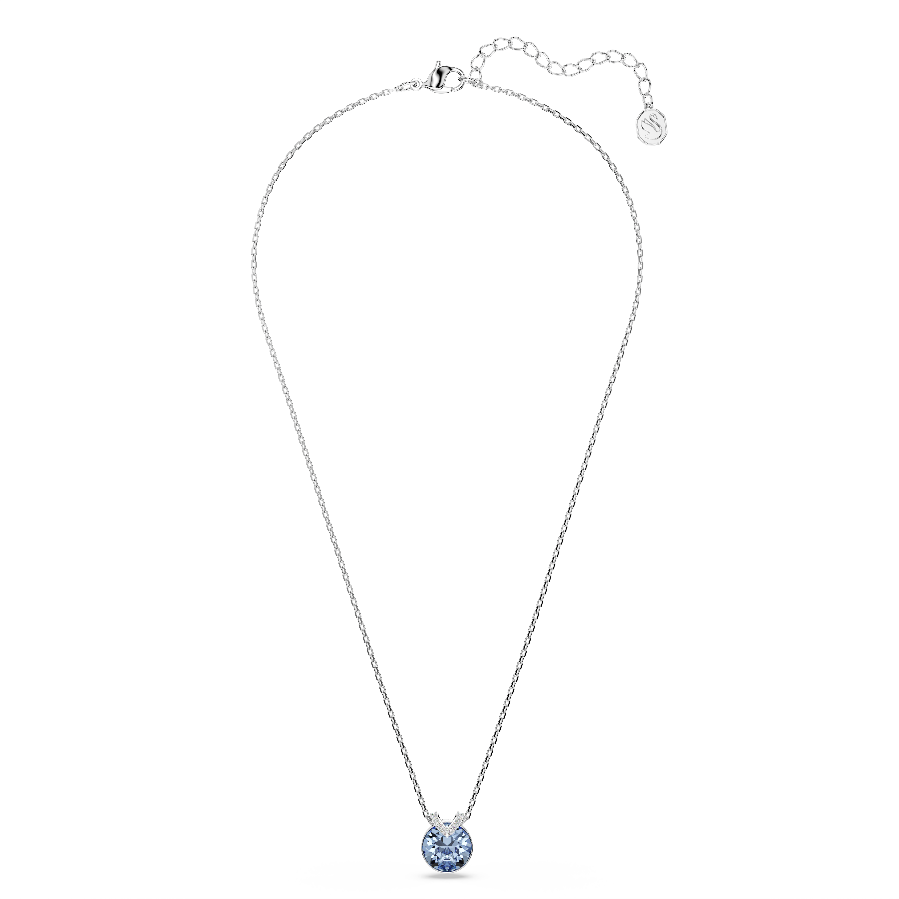 Resim Bella V Kolye, Yuvarlak kesim, Mavi, Rodyum kaplama