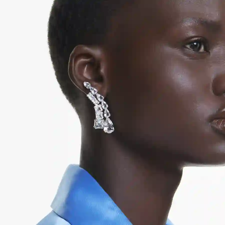 Resim Matrix damla küpeler, Karışık kesimler, Beyaz, Rodyum kaplama