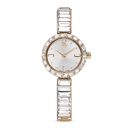 Resim Matrix Bangle Saat, İsviçre Üretimi, Kristal bileklik, Beyaz, Pembe altın rengi yüzey