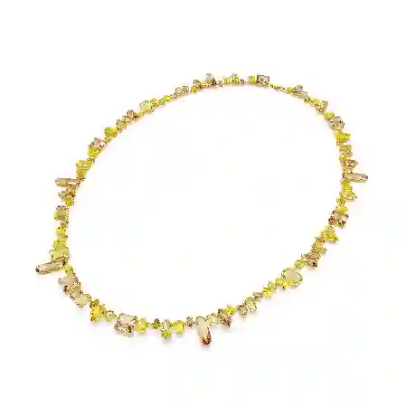 Resim Gema Dizi Kolye, Karışık kesimler, Sarı, Altın rengi kaplama