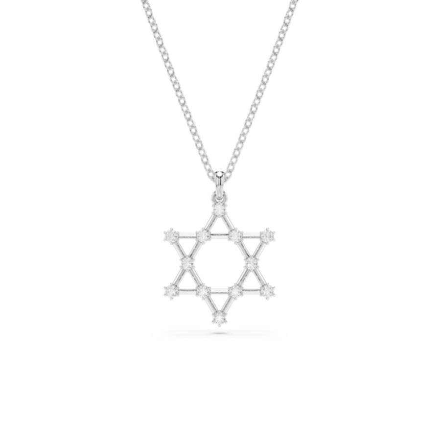 Resim Insigne Kolye, Yuvarlak kesim, Yıldız, Beyaz, Rodyum kaplama