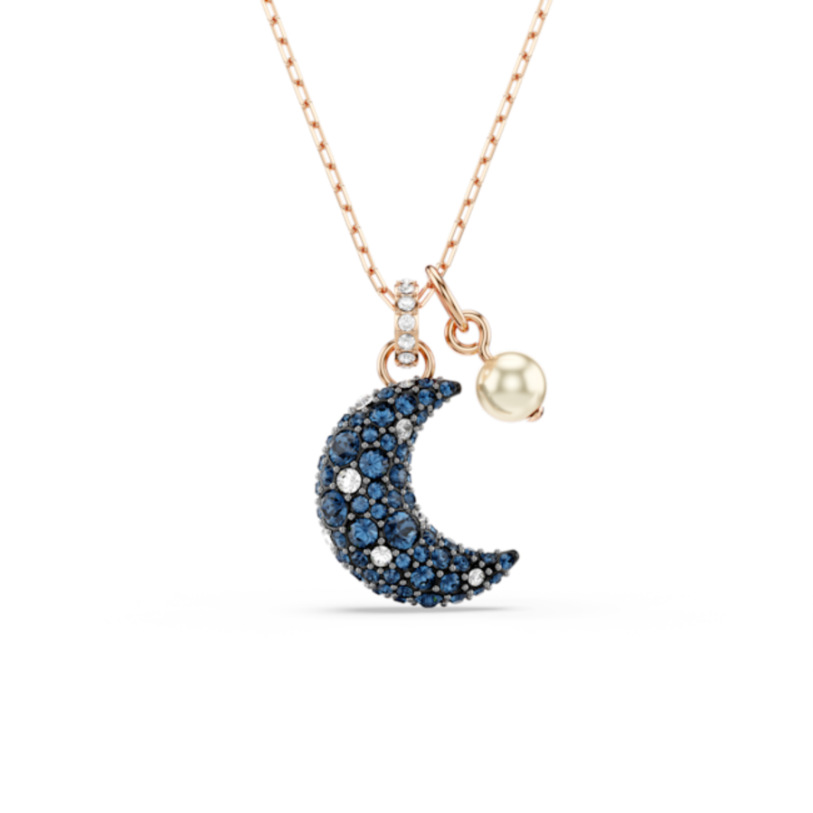 Resim Luna Kolye, Kristal inci, Ay, Çok renkli, Pembe altın rengi kaplama