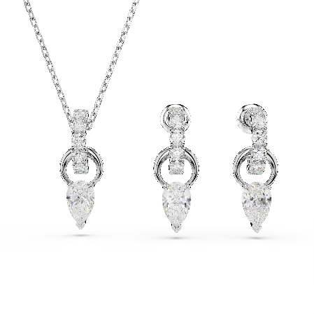 Resim Mesmera Set, Armut kesim, Yuvarlak kesim, Beyaz, Rodyum kaplama