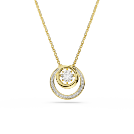 Resim Hyperbola Kolye, Yuvarlak kesim, Beyaz, Altın rengi kaplama