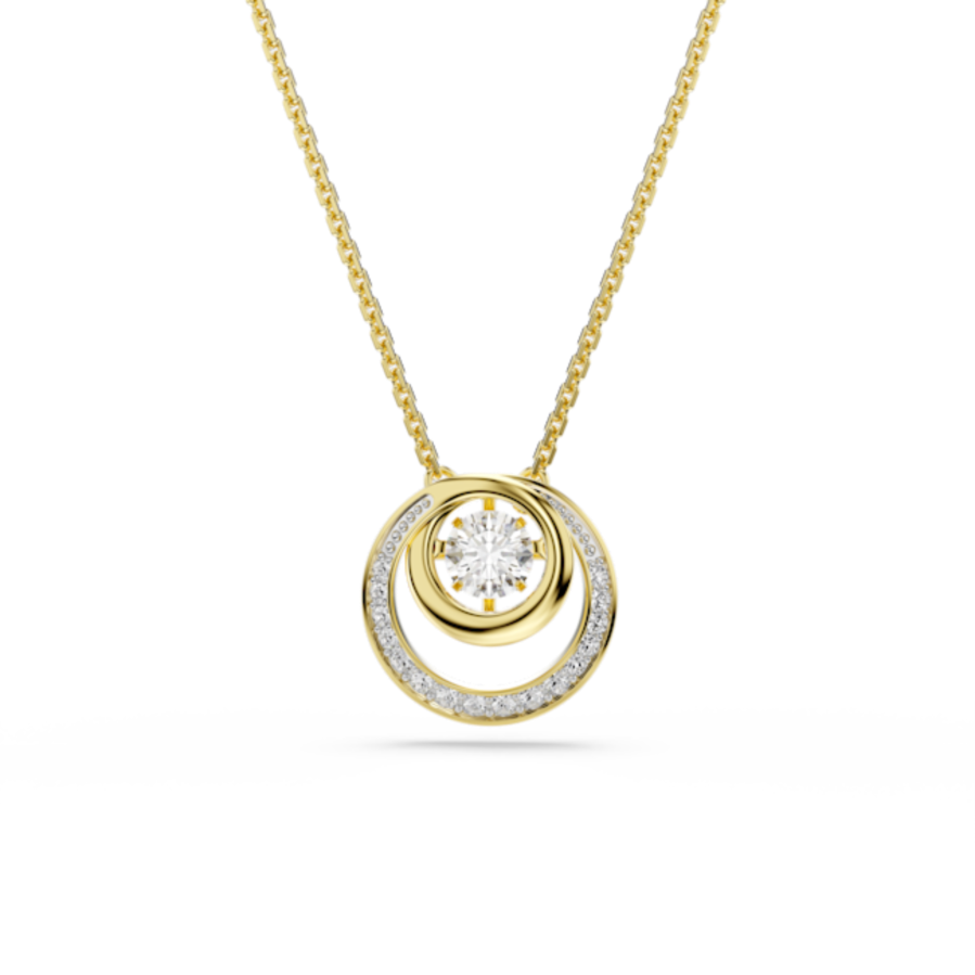 Resim Hyperbola Kolye, Yuvarlak kesim, Beyaz, Altın rengi kaplama