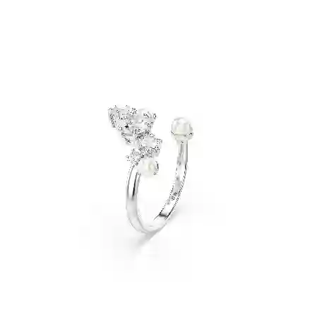 Resim Constella Açık Yüzük, Kristal inci, Yuvarlak kesimler, Beyaz, Rodyum kaplama