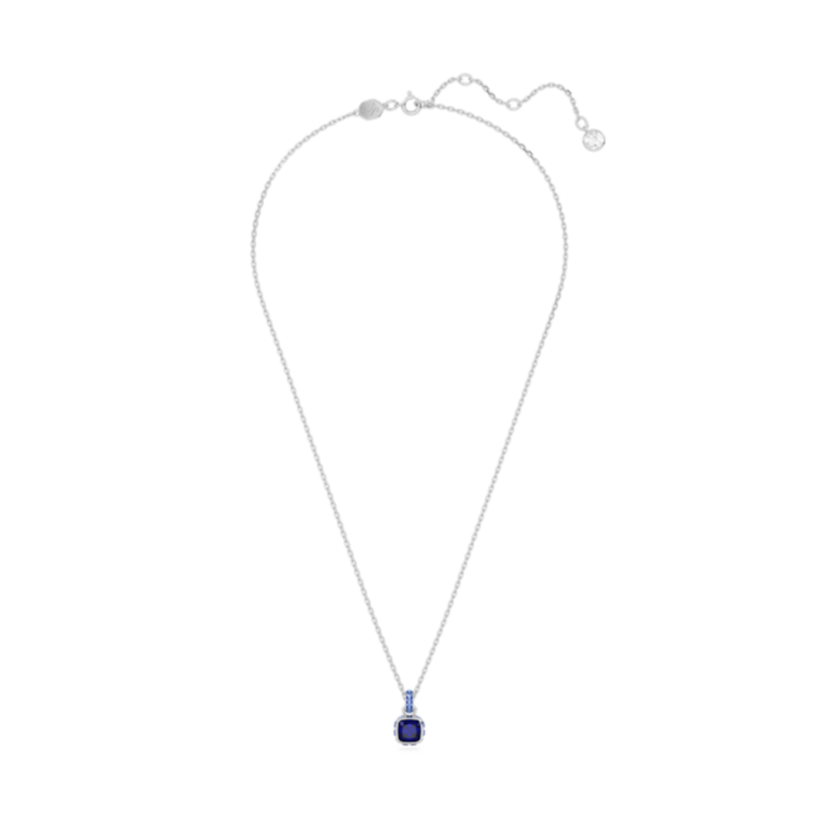 Resim Birthstone Kolye, Kare kesim, Eylül, Mavi, Rodyum kaplama