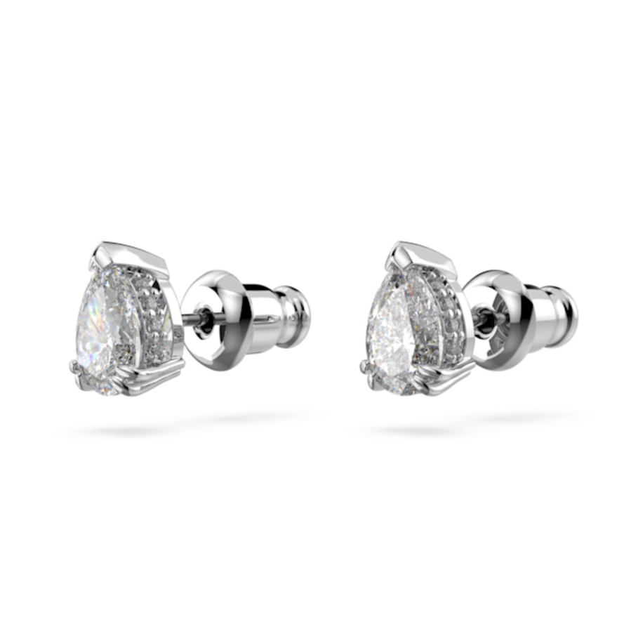 Resim Millenia düğme Küpeler, Armut kesim, Beyaz, Rodyum kaplama