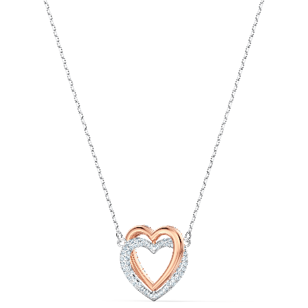 Resim Swarovski Infinity Kolye, Kalp, Beyaz, Karışık metal yüzey