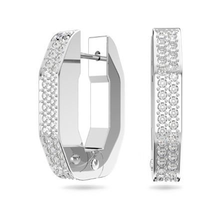 Resim Dextera halka küpeler, Sekizgen şekil, Küçük, Beyaz, Rodyum kaplama
