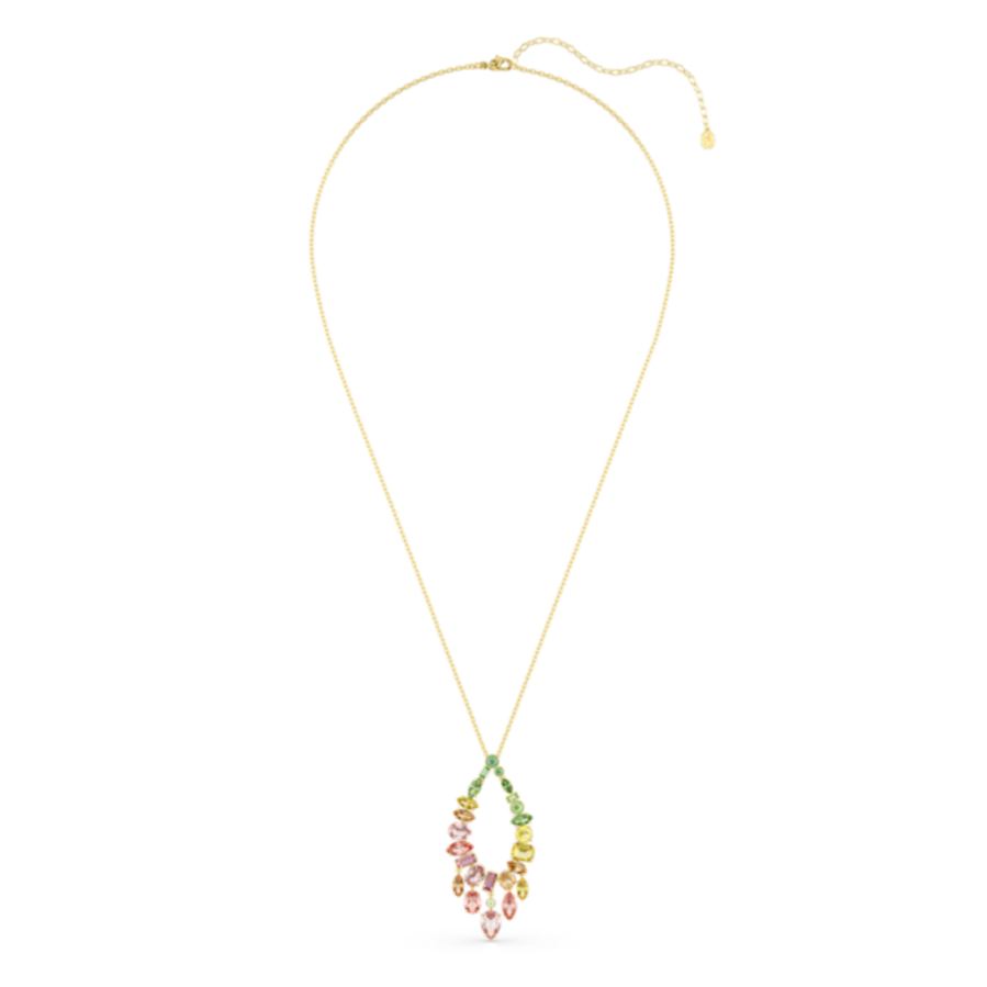 Resim Gema Kolye, Karışık kesimler, Çok renkli, Altın rengi kaplama