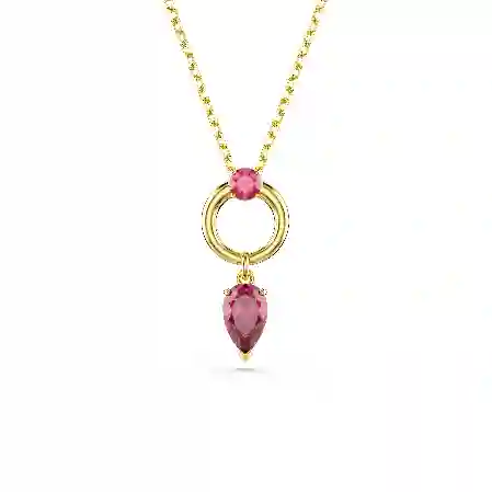 Resim Mesmera Kolye, Karışık kesimler, Kırmızı, Altın rengi kaplama