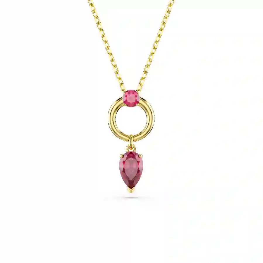 Resim Mesmera Kolye, Karışık kesimler, Kırmızı, Altın rengi kaplama