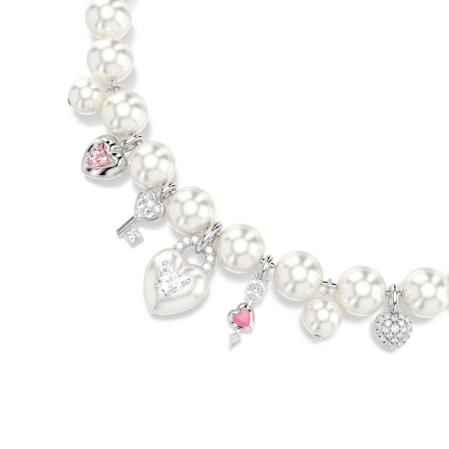 Resim Idyllia Kolye, Kristal inci, Karışık kesimler, Beyaz, Rodyum kaplama