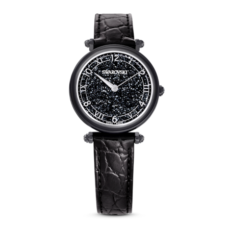 Resim Crystalline Wonder Saat, İsviçre Üretimi, Deri kayış, Siyah, Siyah yüzey
