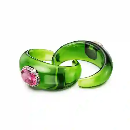 Resim Dulcis Kelepçe, Set (2), Sekizgen kesim, Pavé, Çok renkli, Altın rengi kaplama