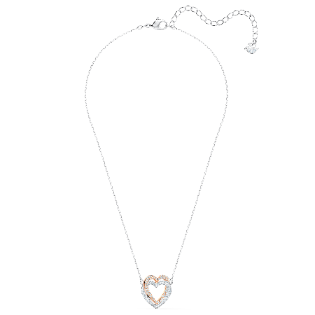 Resim Swarovski Infinity Kolye, Kalp, Beyaz, Karışık metal yüzey