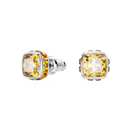 Resim Birthstone düğme Küpeler, Kare kesim, Kasım, Sarı, Rodyum kaplama